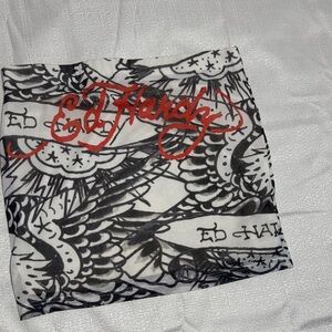 Ed Hardy Black and White Bandana with Red Accents size Medium